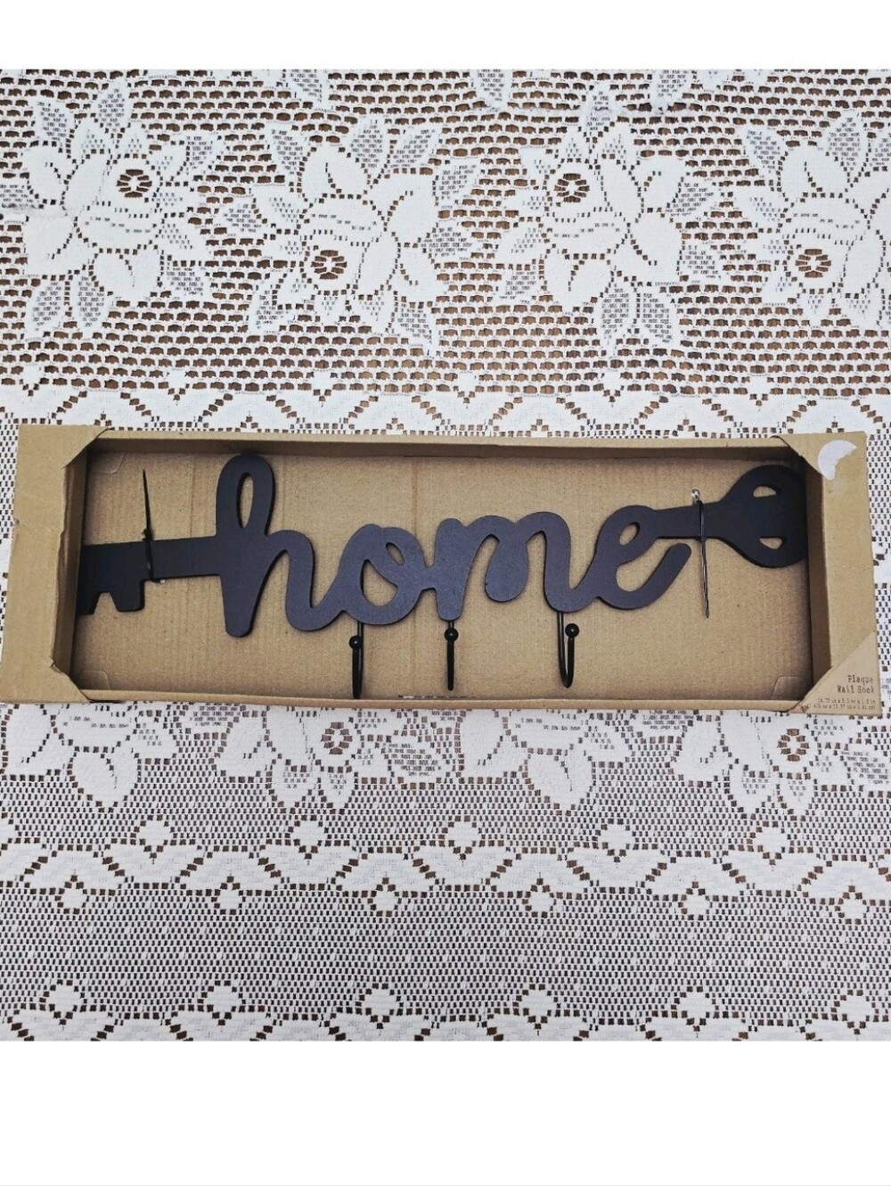 Black Home Key Wall Hook Plaque 18.75" Modern Heritage Farmhouse Entryway Decor